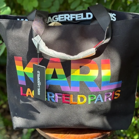 Karl Lagerfeld rainbow canvas tote - Picture 1 of 7